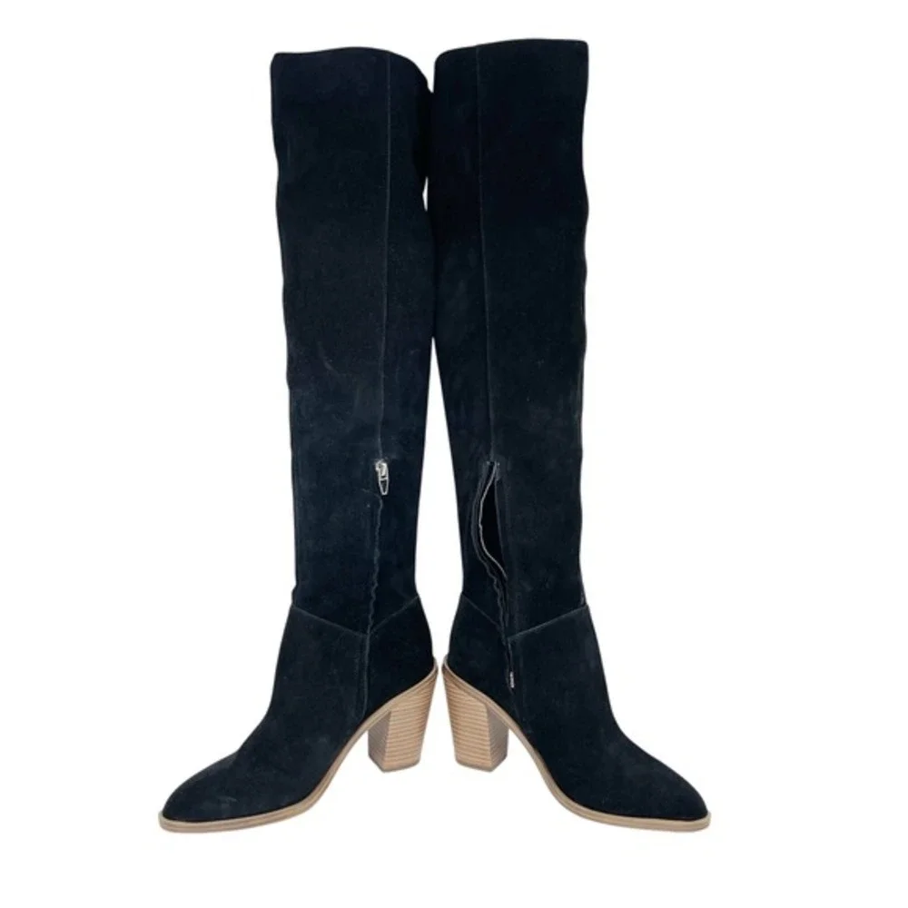 BP. Women's Hensley Lea Black Suede Block Heel Over the‎ Knee Boots Size 7.5 M